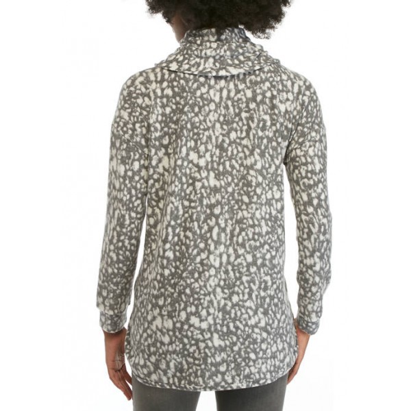 New Directions® Studio Women's Hacci Cowl Neck Printed Pullover
