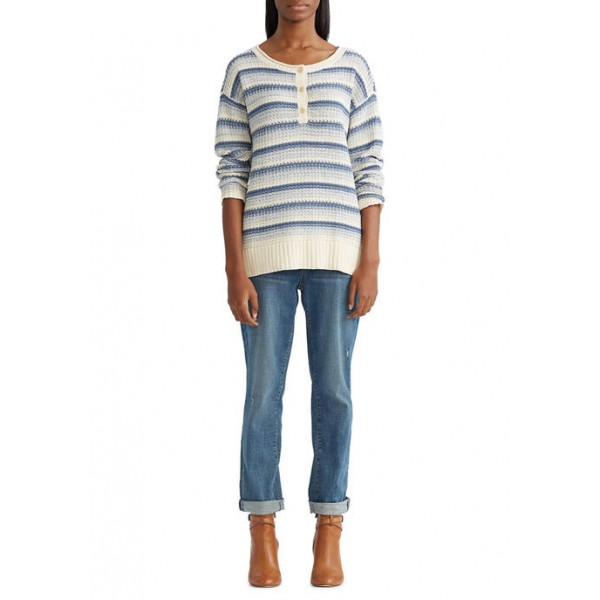 Chaps Striped Henley Sweater