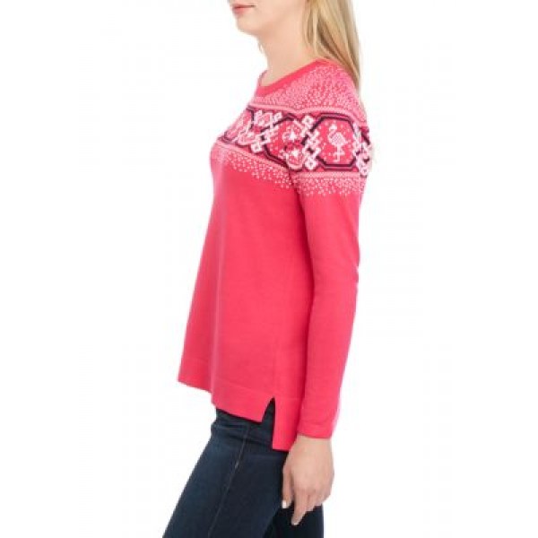 Crown & Ivy™ Long Sleeve Fair Isle Sweater