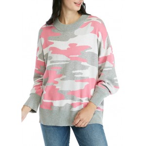 Crown & Ivy™ Women's Long Sleeve Intarsia Pullover 