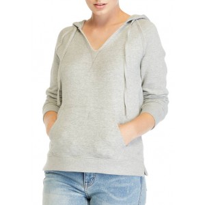 Crown & Ivy™ Women's V-Neck Long Sleeve French Terry Hoodie 