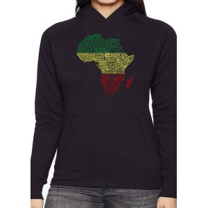 LA Pop Art Women's Word Art Hooded Sweatshirt -Countries in Africa 