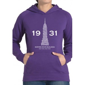LA Pop Art Women's Word Art Hooded Sweatshirt -Empire State Building