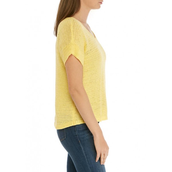 New Directions® Women's Short Sleeve Tap Yarn Sweater