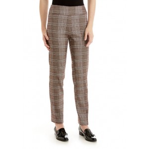 New Directions® Women's Brown with Dark Red Plaid Pants 